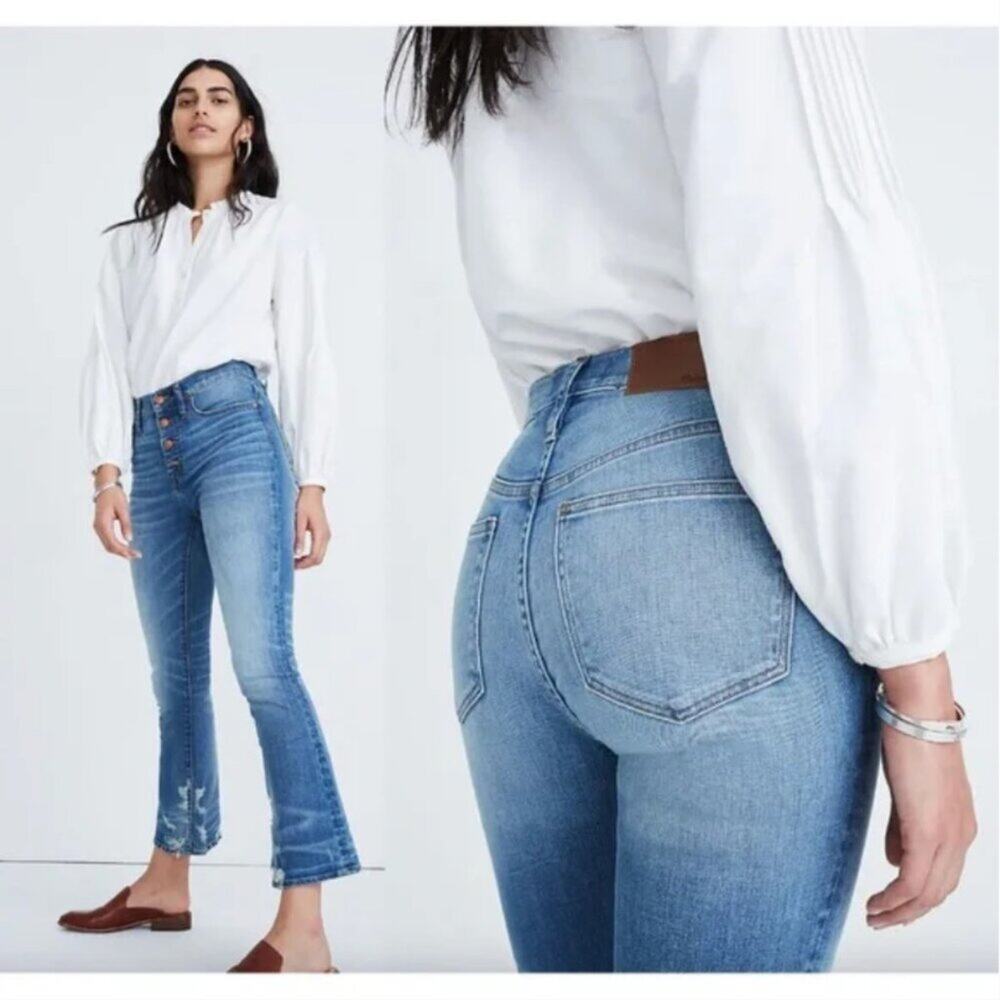 Madewell Cali Demi-Boot Jeans in Bess Wash: Button-Front Edition